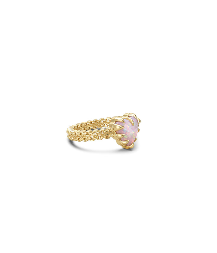MINI LOVE CLAW RING - PINK BELLO OPAL - 18K GOLD VERMEIL