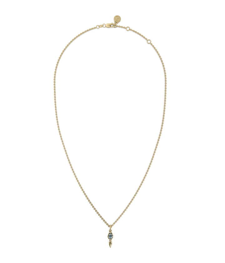 PRECIOUS PUNK DROPLET NECKLACE - SKY BLUE TOPAZ - 18K GOLD PLATED