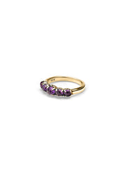 HALO CLUSTER RING  DARK AMETHYST GOLD PLATED