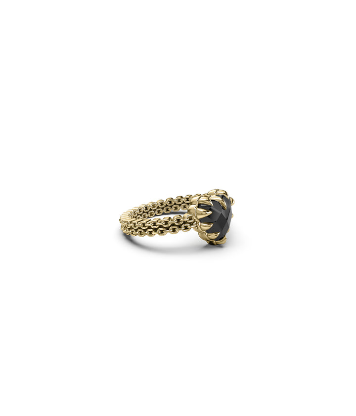 MINI LOVE CLAW RING ONYX - GOLD VERMEIL