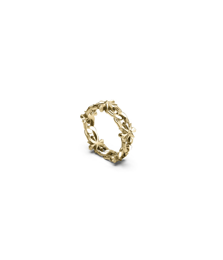 MIDNIGHT CROSS CURB RING - GOLD VERMEIL