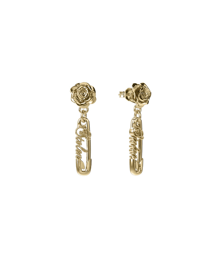 ROSE PIN EARRINGS - GOLD PLATED
