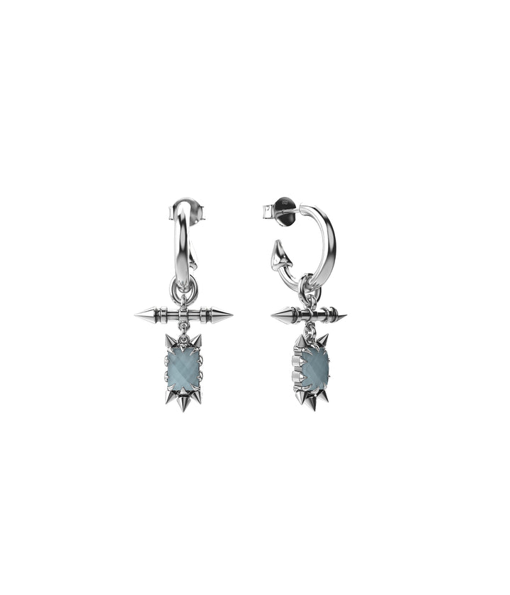PRECIOUS PUNK FOB EARRINGS - SKY  BLUE TOPAZ