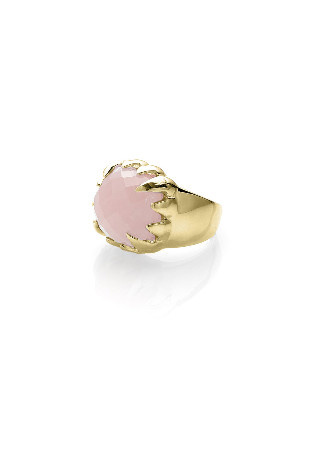 CLAW RING ROSE QUARTZ - GOLD PLATED