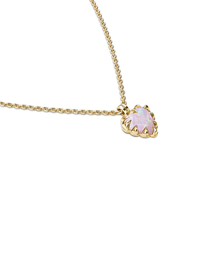 LOVE CLAW NECKLACE - PINK BELLO OPAL - 18K GOLD PLATED