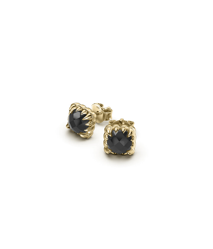 BABY CLAW STUDS ONYX GOLD PLATED