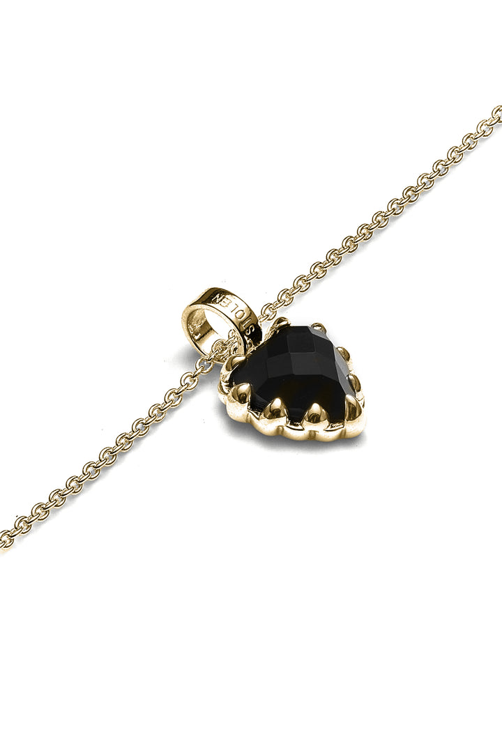 MINI LOVE CLAW NECKLACE ONYX GOLD PLATED