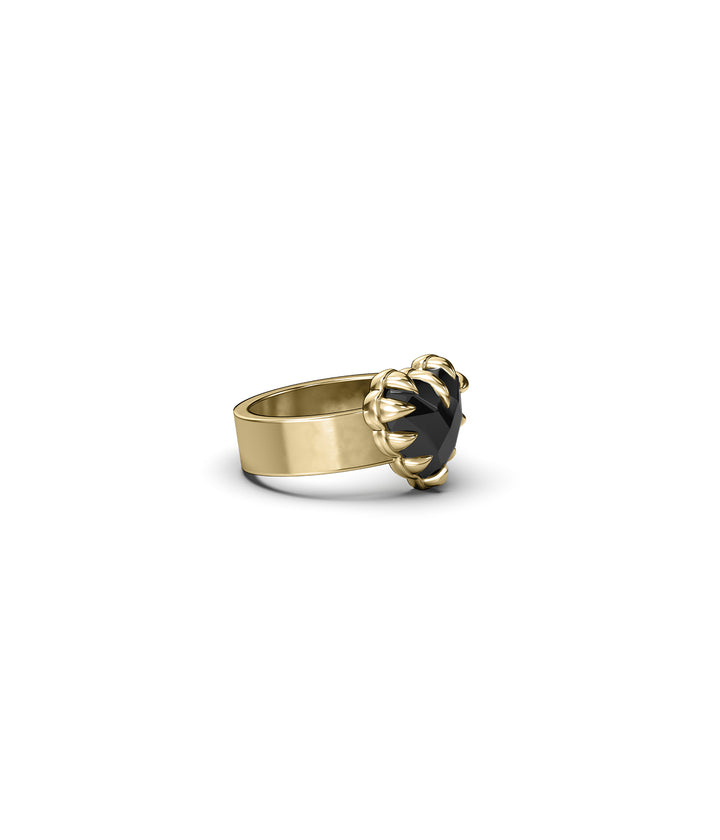 LOVE CLAW RING ONYX - GOLD VERMEIL