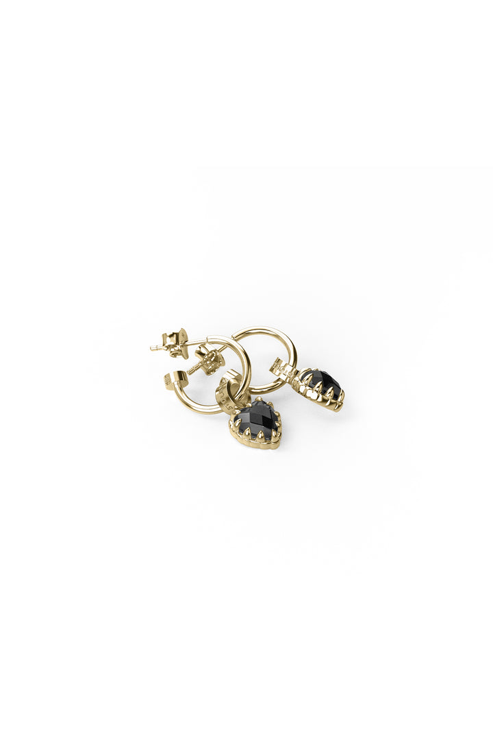 LOVE ANCHOR EARRING ONYX - GOLD PLATED