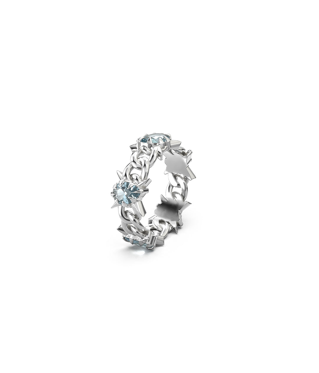 PRECIOUS PUNK ETERNITY CURB RING - SKY BLUE TOPAZ