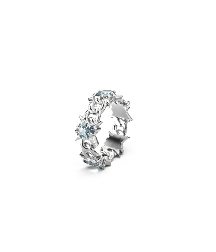 PRECIOUS PUNK ETERNITY CURB RING - SKY BLUE TOPAZ