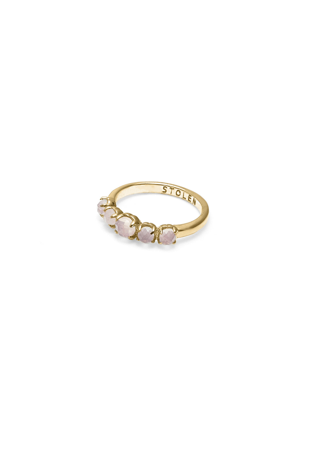 HALO CLUSTER RING ROSE QUARTZ - GOLD PLATED