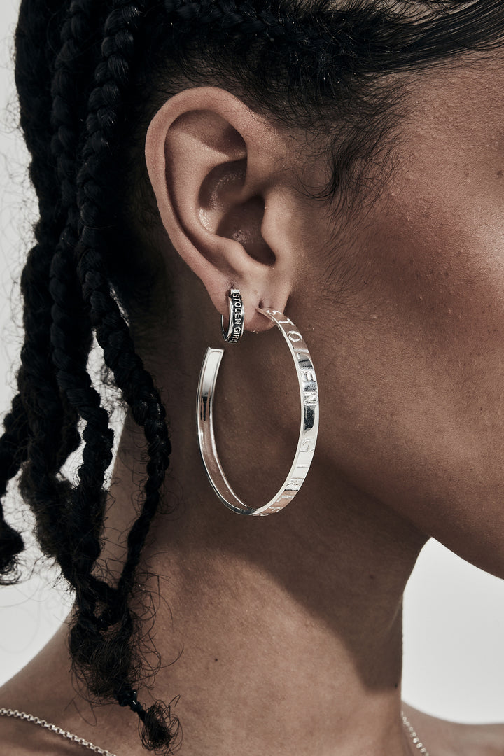 TEXT LOGO HOOP EARRINGS