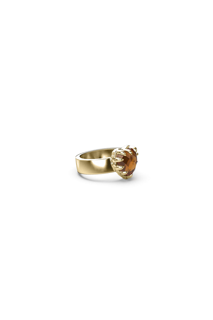 LOVE CLAW RING CITRINE - GOLD PLATED