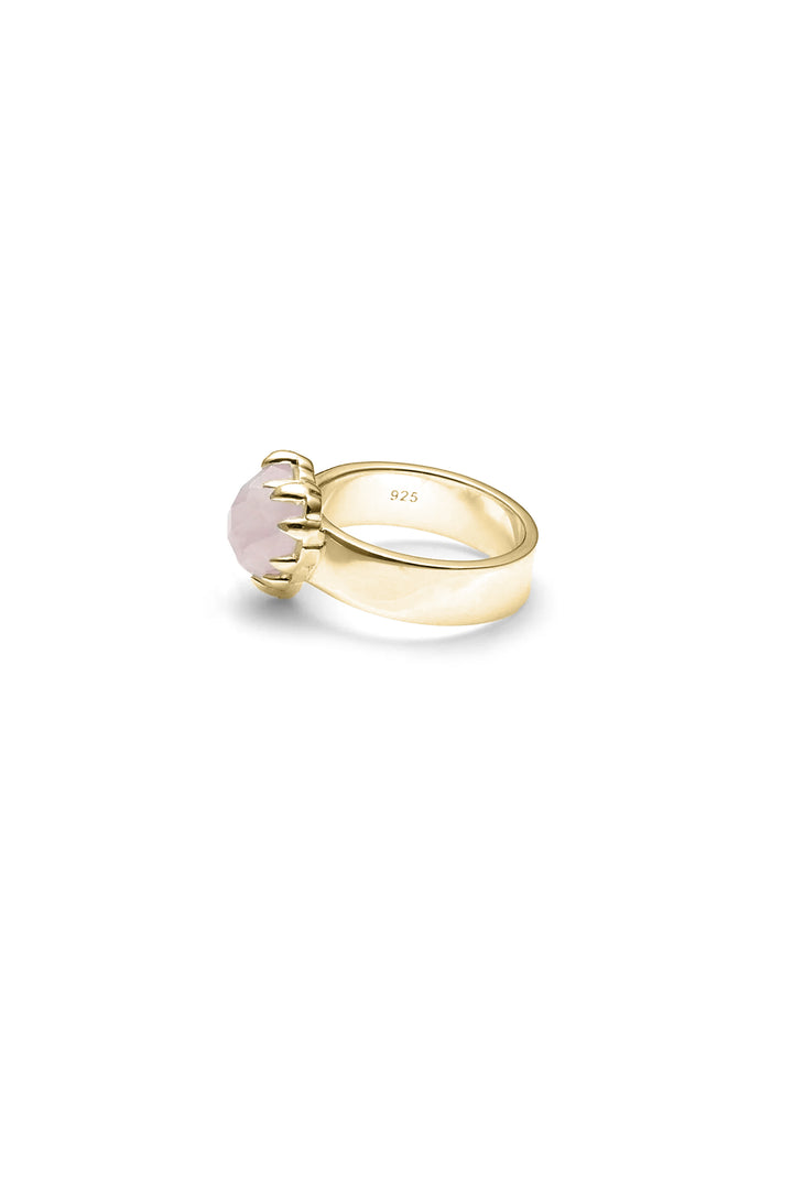 LOVE CLAW RING ROSE QUARTZ - GOLD PLATED