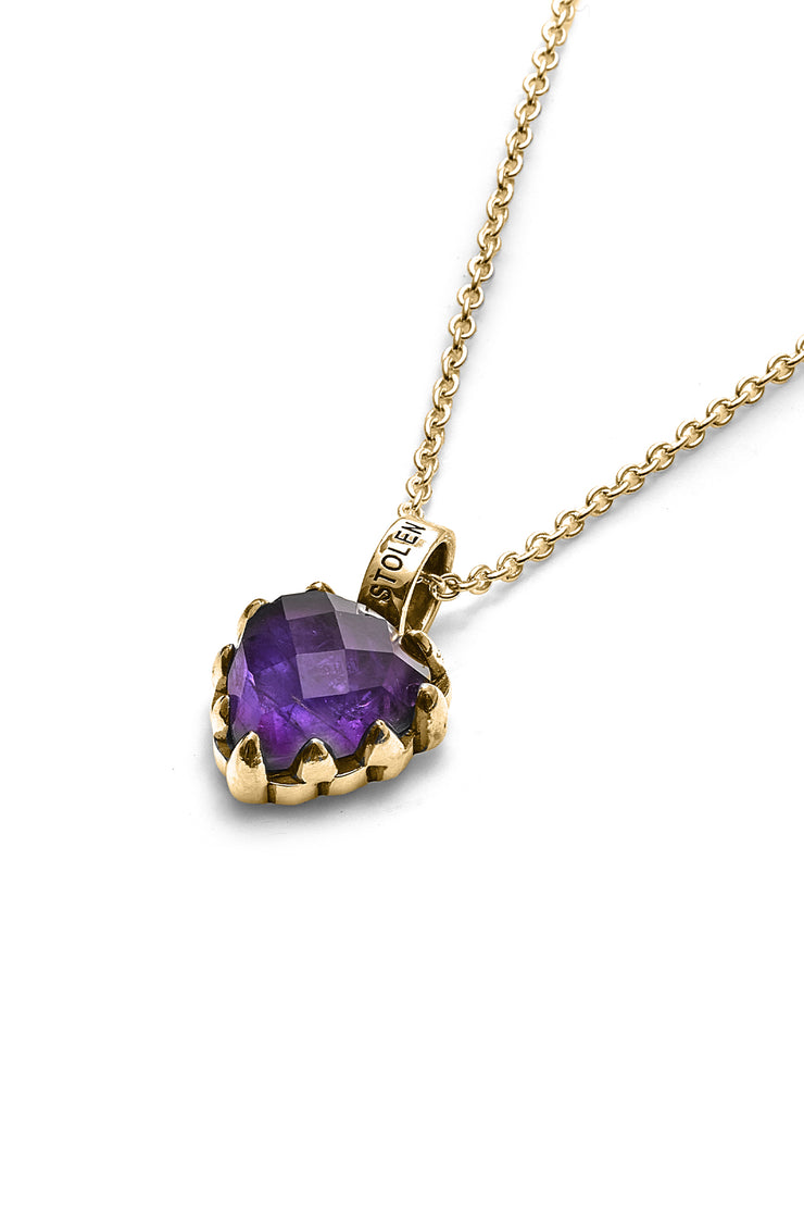LOVE CLAW NECKLACE DARK AMETHYST GOLD PLATED