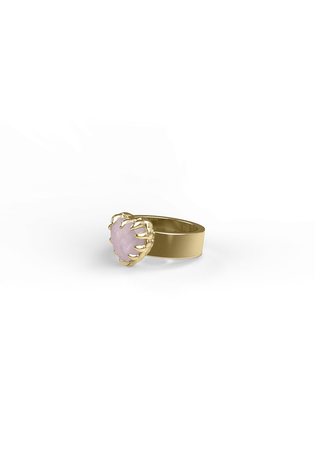 LOVE CLAW RING ROSE QUARTZ - GOLD PLATED
