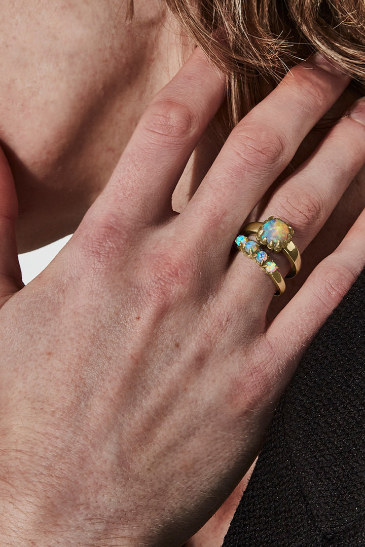 BABY CLAW RING BELLO OPAL - GOLD PLATED