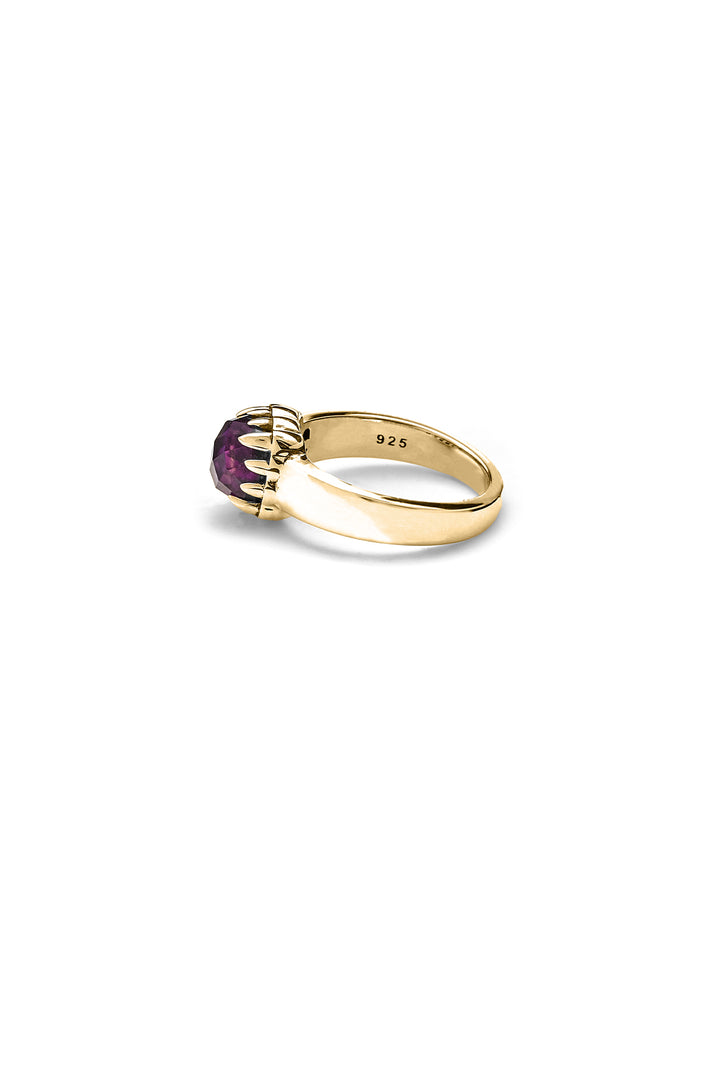 BABY CLAW RING DARK AMETHYST GOLD PLATED