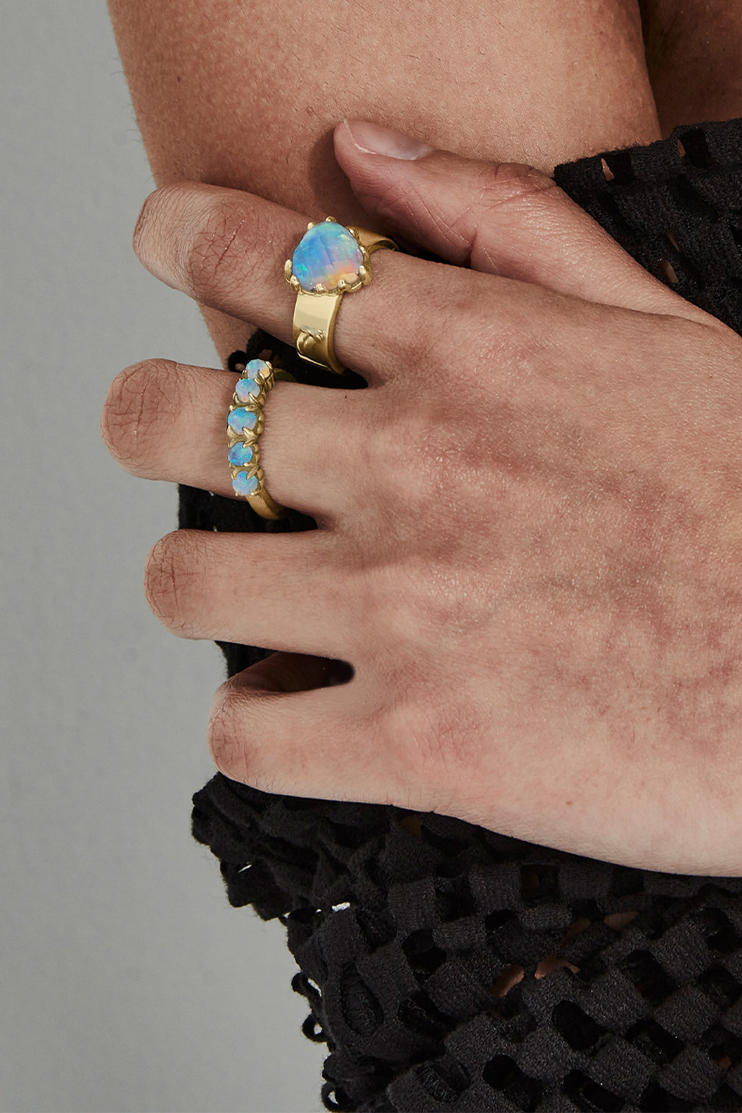 HALO CLUSTER RING BELLO OPAL - GOLD PLATED