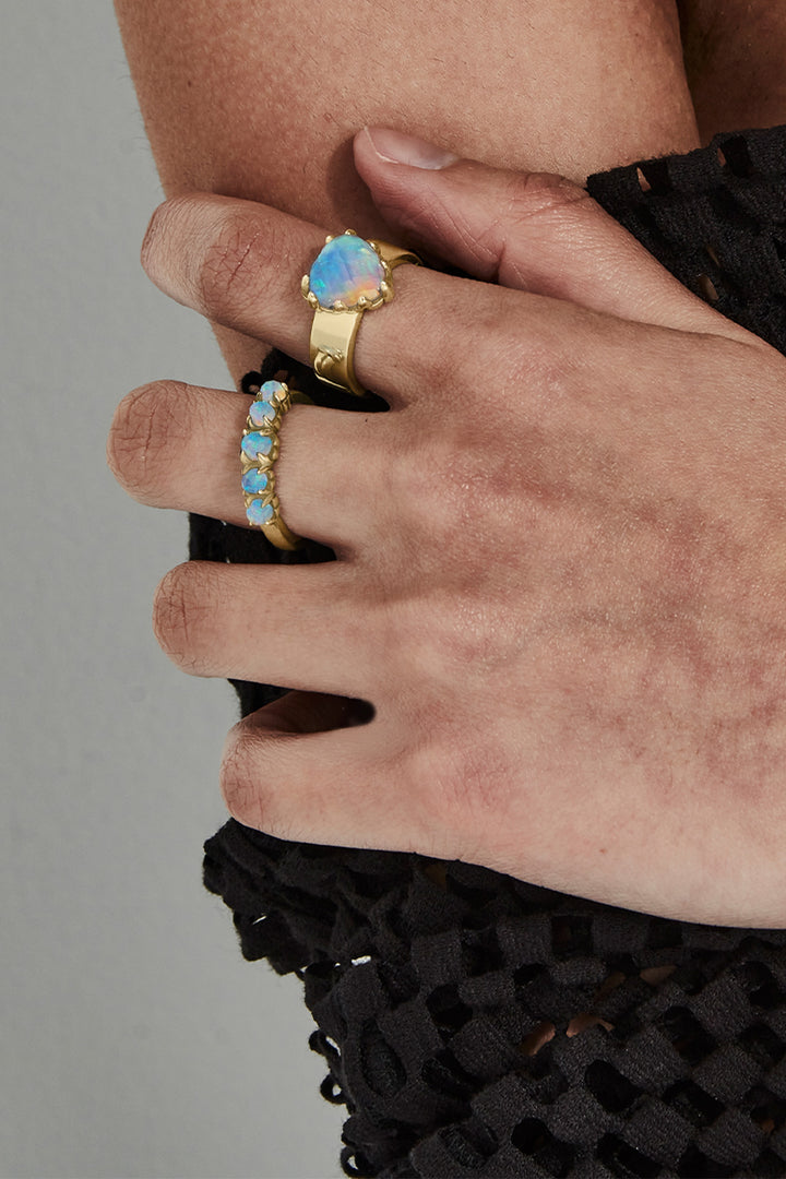 HALO CLUSTER RING BELLO OPAL - GOLD PLATED