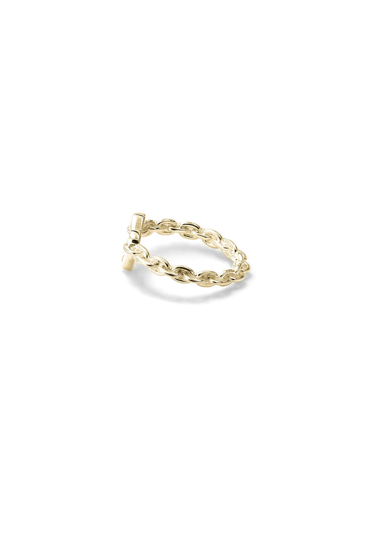 MELTED HEART CHAIN RING GOLD PLATED