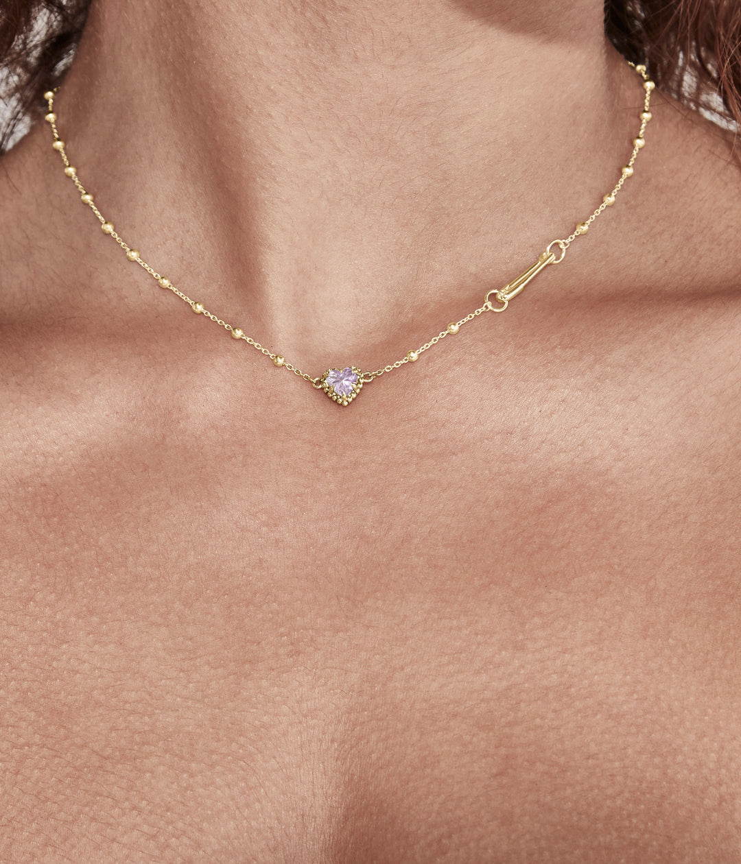 DAHLIA'S HEART NECKLACE - AMETHYST x GOLD PLATED