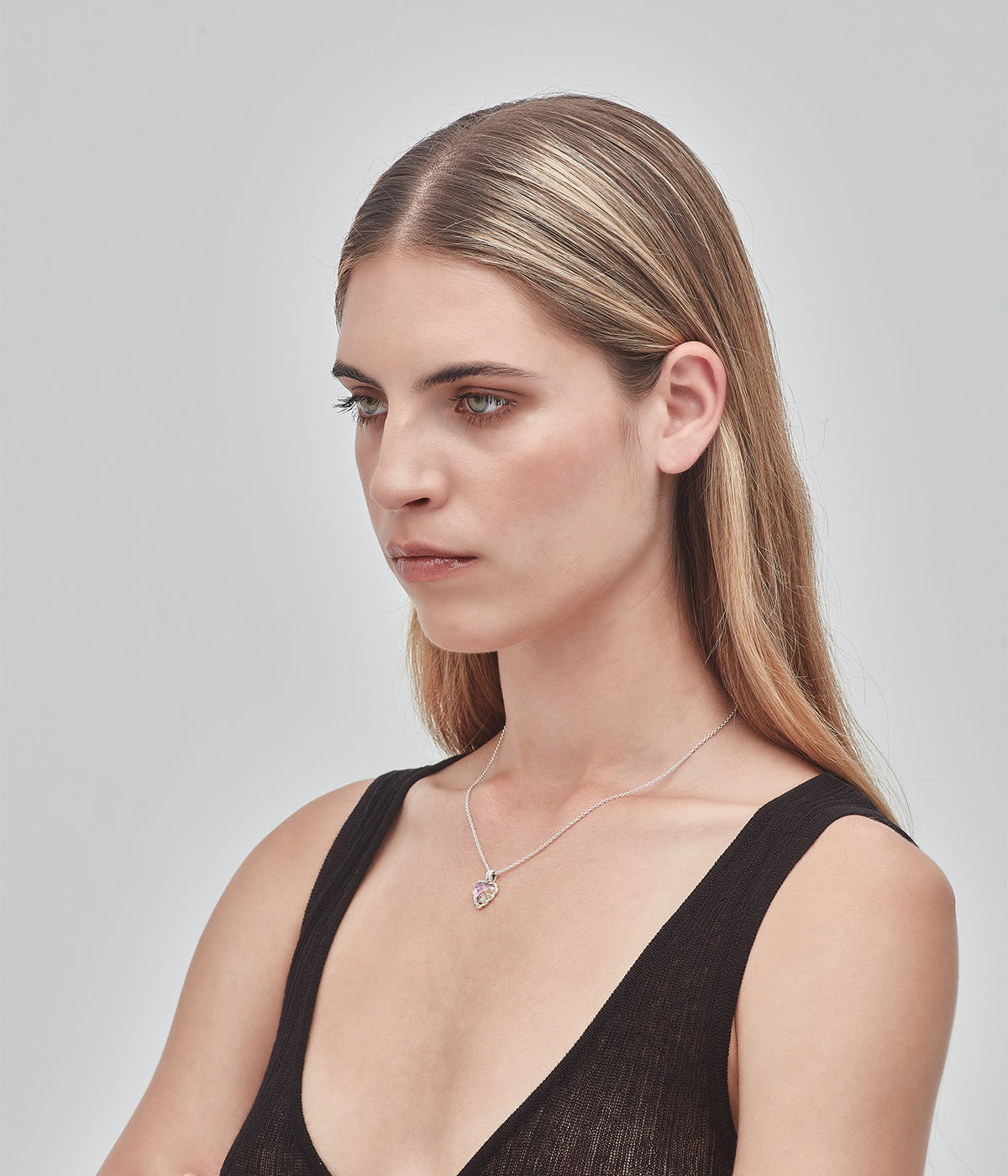 Sterling Silver Mystic Quartz Love Claw Heart Necklace - Stolen