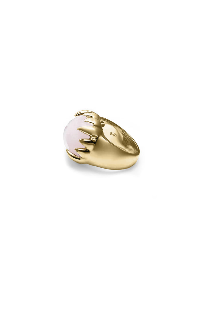 CLAW RING ROSE QUARTZ - GOLD PLATED