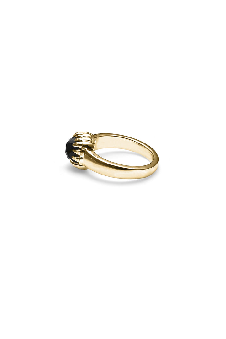 BABY CLAW RING ONYX - GOLD PLATED