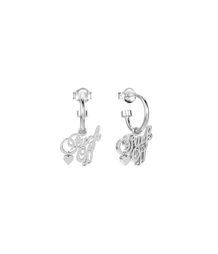 F*CK OFF SCRIPT ANCHOR EARRINGS