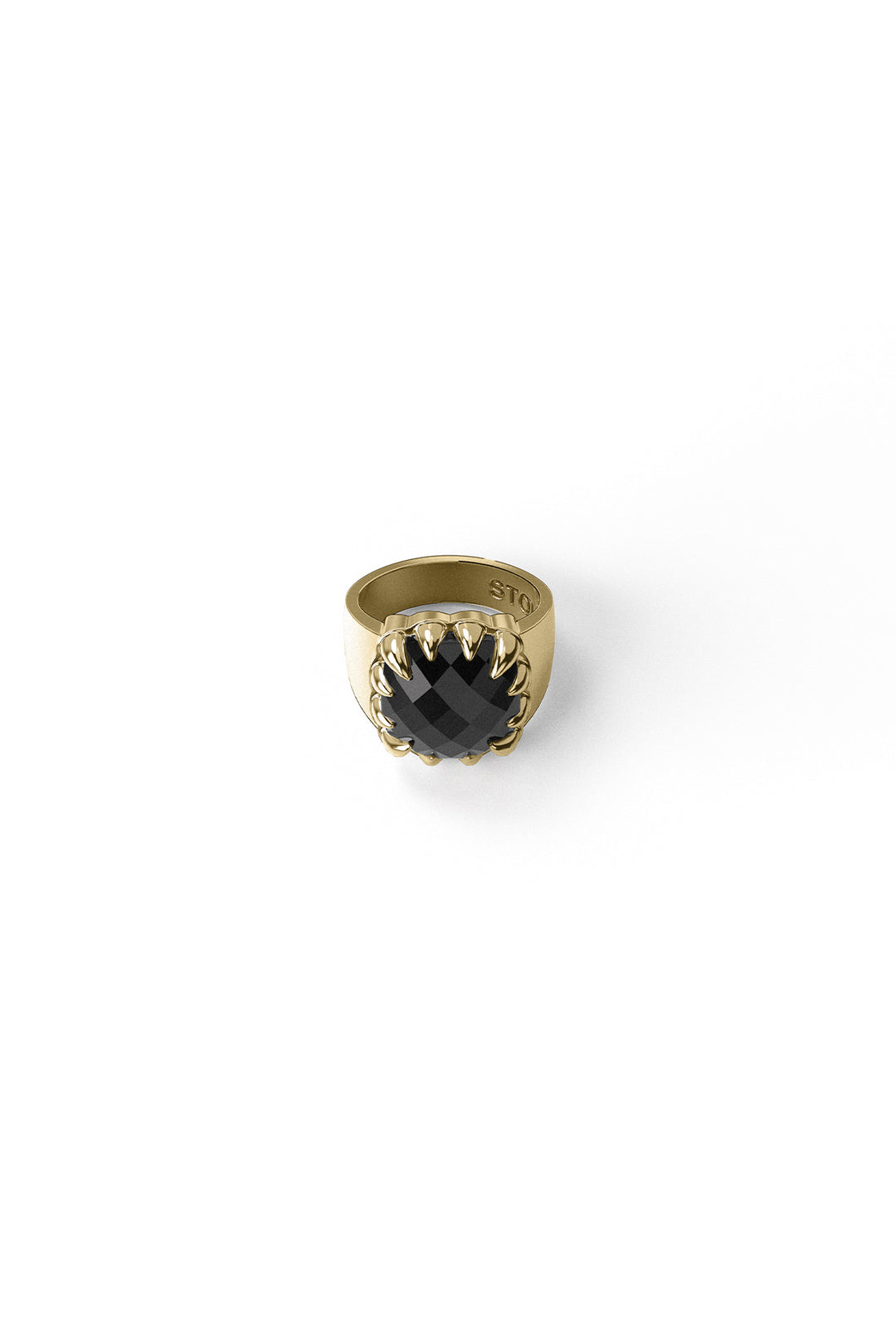 ORIGINAL SETTING - CLAW RING ONYX - 18K GOLD VERMEIL