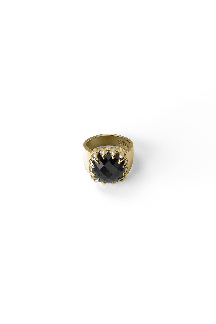 ORIGINAL SETTING - CLAW RING ONYX - 18K GOLD VERMEIL
