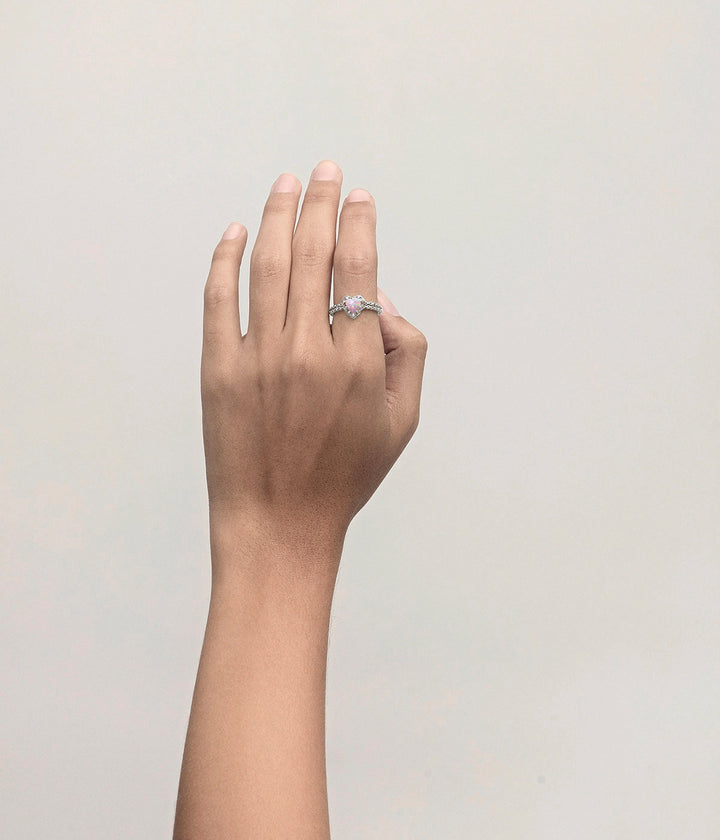 MINI LOVE CLAW RING - PINK BELLO OPAL