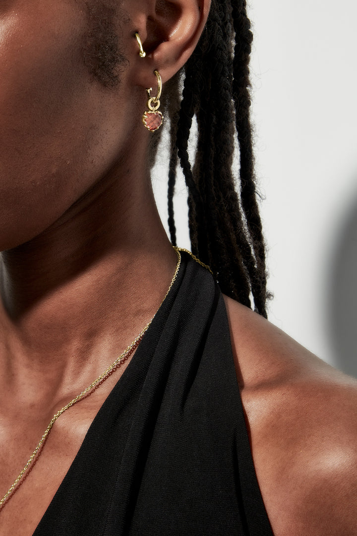 LOVE ANCHOR EARRINGS CITRINE - GOLD PLATED