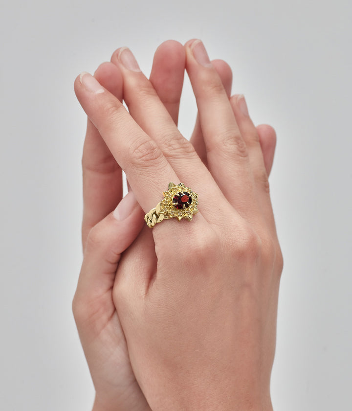 REGAL RUIN RING GARNET - GOLD VERMEIL