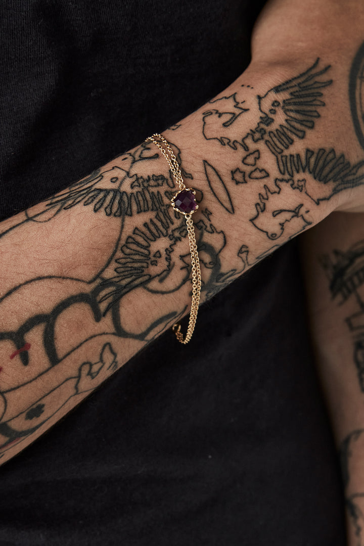 LOVE CLAW BRACELET DARK AMETHYST GOLD PLATED