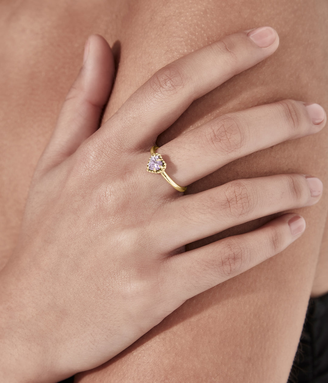 DAHLIA'S HEART RING - AMETHYST x GOLD VERMEIL