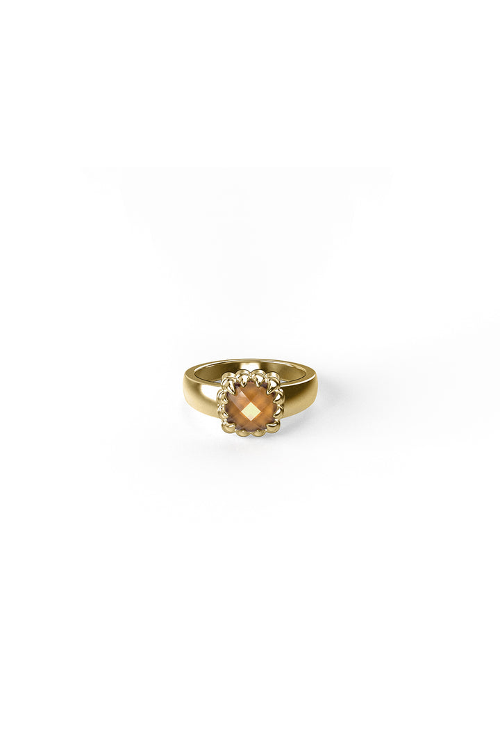 BABY CLAW RING CITRINE - GOLD PLATED