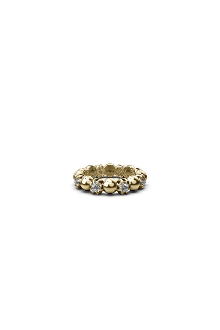 MIXED ORB STACKER RING - GOLD PLATED