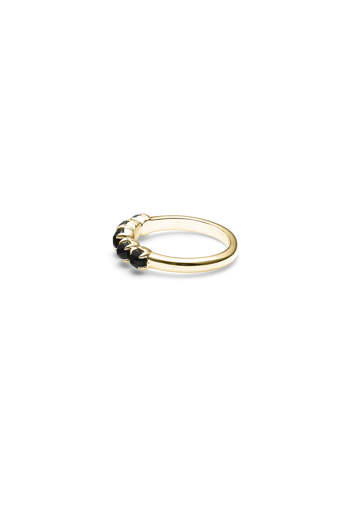 HALO CLUSTER RING - ONYX / GOLD PLATED