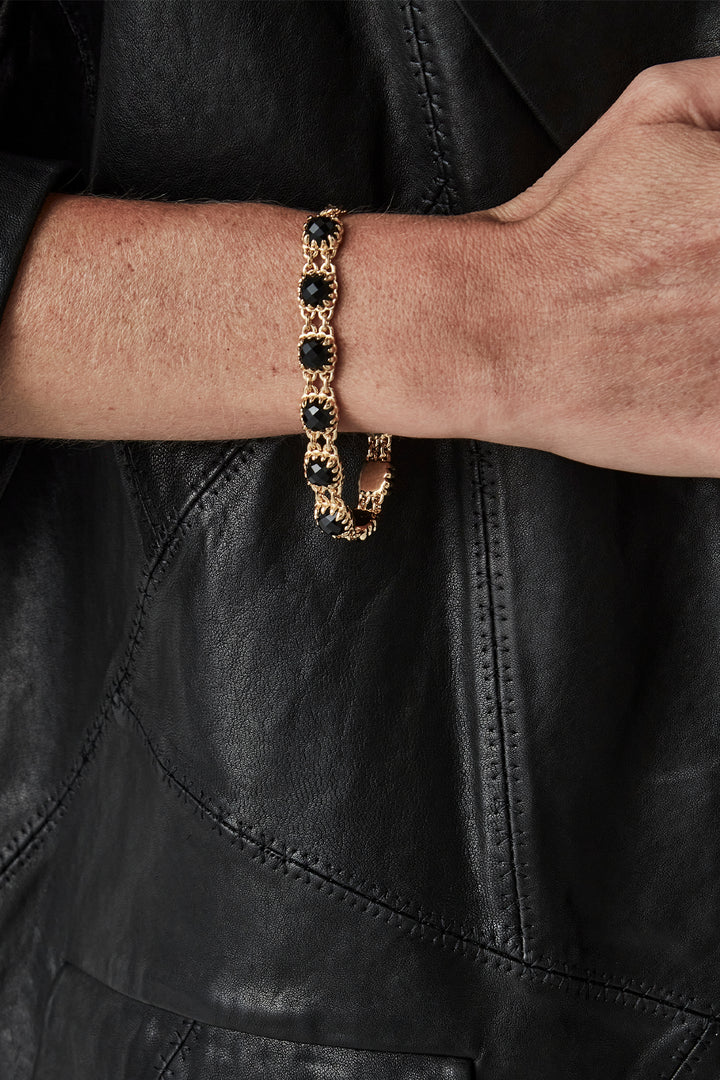 LOVE CLAW ETERNITY BRACELET ONYX GOLD PLATED