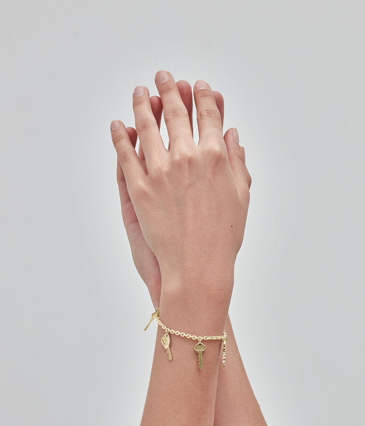 MINI KEY CHARM BRACELET - GOLD PLATED