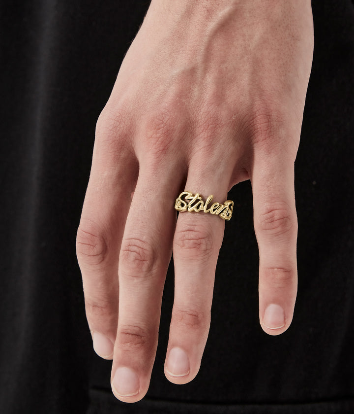 SENTIMENTAL SCRIPT RING - GOLD PLATED