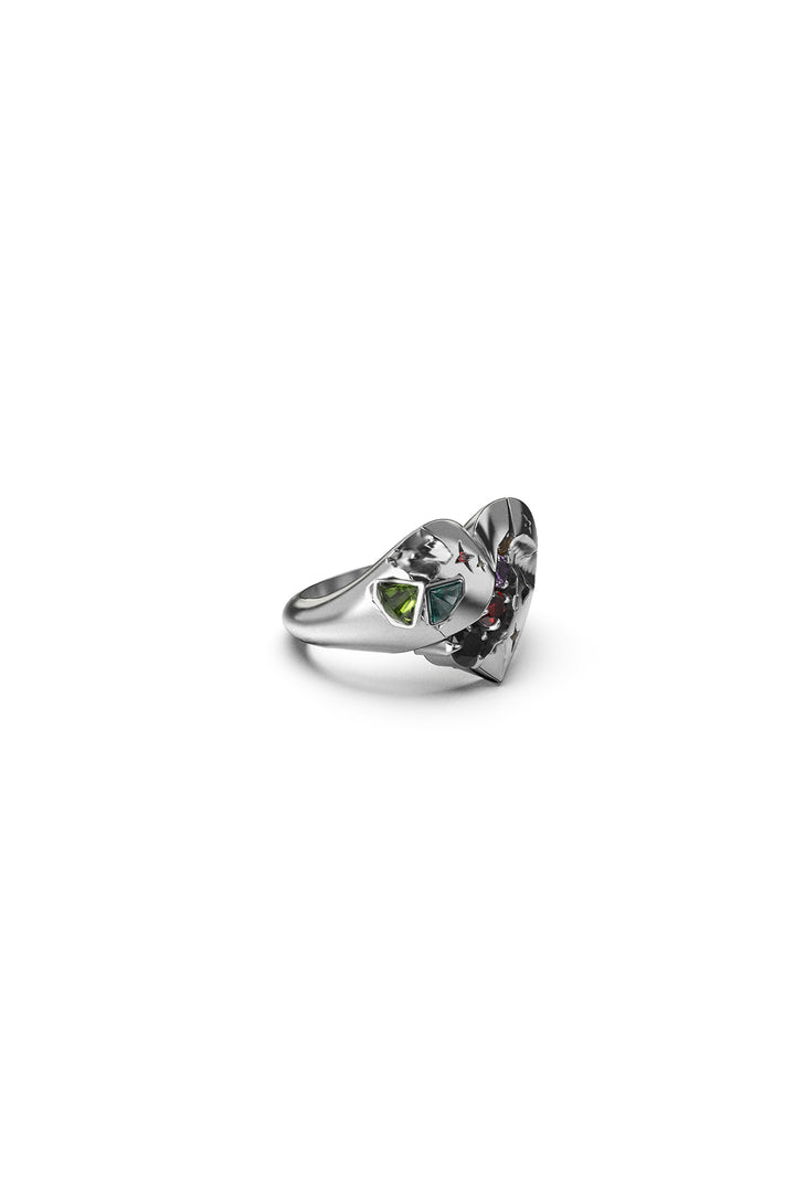 DECONSTRUCTED HEART SIGNET RING