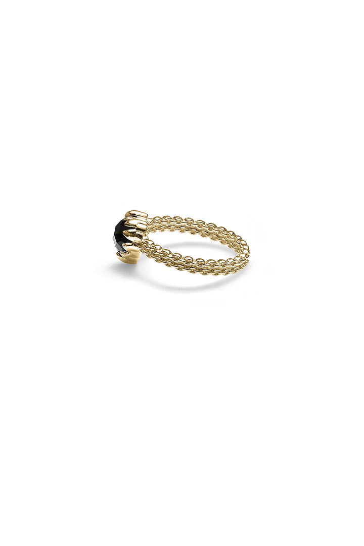 MINI CLAW RING - GOLD PLATED ONYX