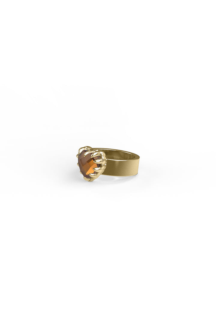 LOVE CLAW RING CITRINE - GOLD PLATED