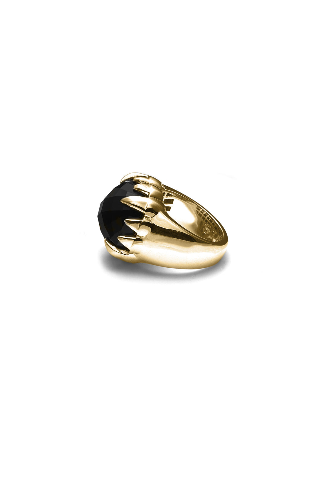 CLAW RING ONYX  - GOLD PLATED