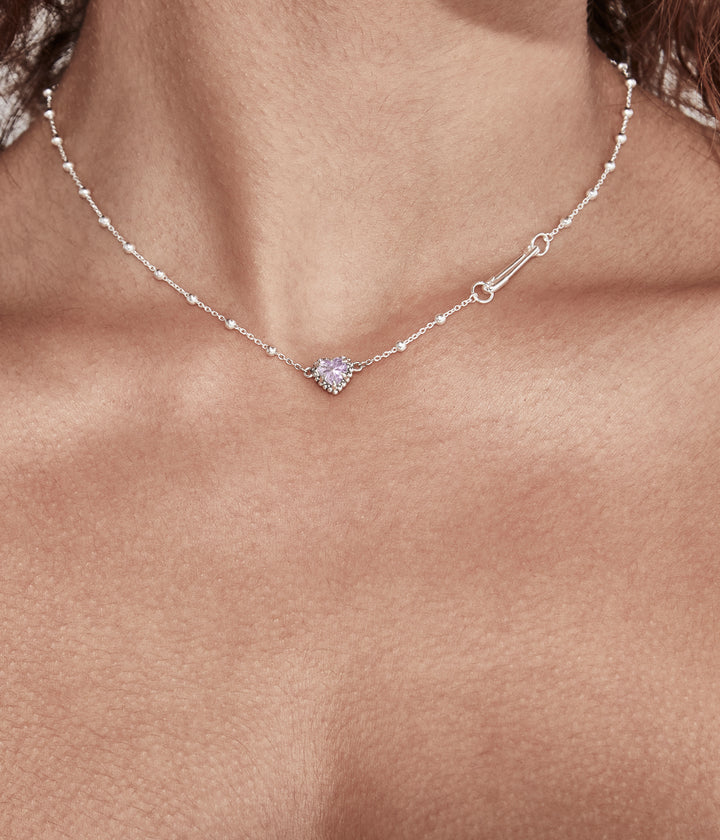 DAHLIA'S HEART NECKLACE  - AMETHYST