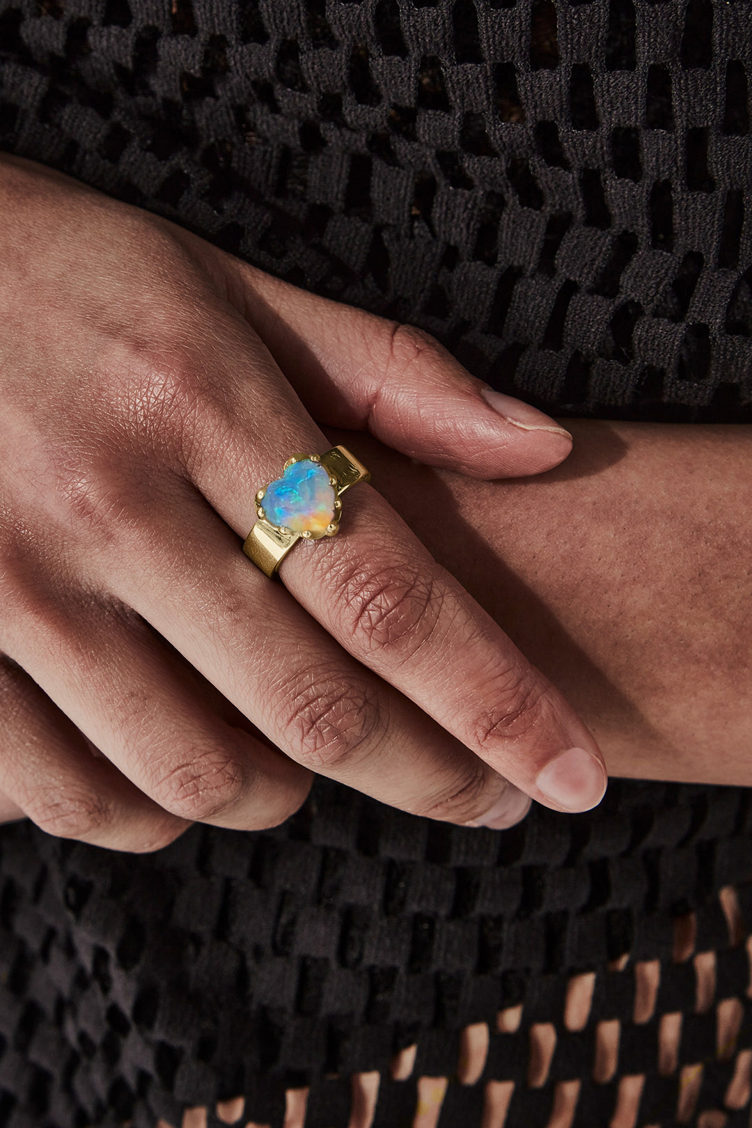 LOVE CLAW RING BELLO OPAL - GOLD PLATED